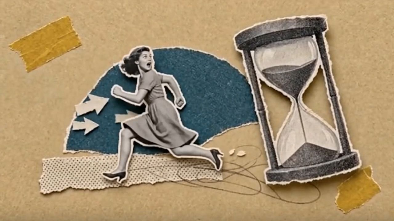 Hourglass Paper Collage Animation Template