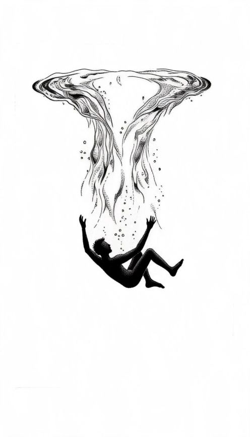 Man Sinking Ink Illustration Animation