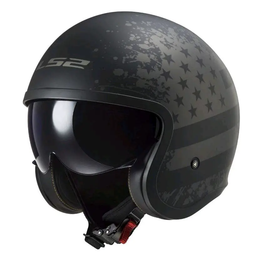 Casque jet LS2 OF599 - SPITFIRE II - BLACK FLAG - Noir / Gris
