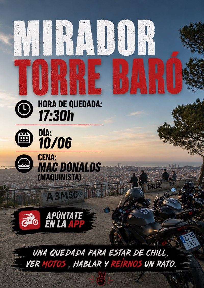 TORRE BARÓ + CENA · Barcelona, España | Ruta en moto — Kando Riders
