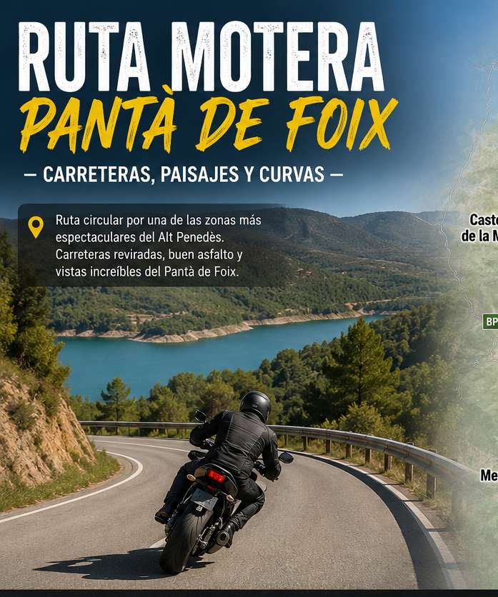 Ruta hasta pantà de Foix · Barcelona, España | Ruta en moto — Kando Riders