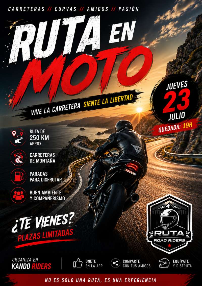 Ruta de curvas · Ciudad Real, España | Ruta en moto — Kando Riders