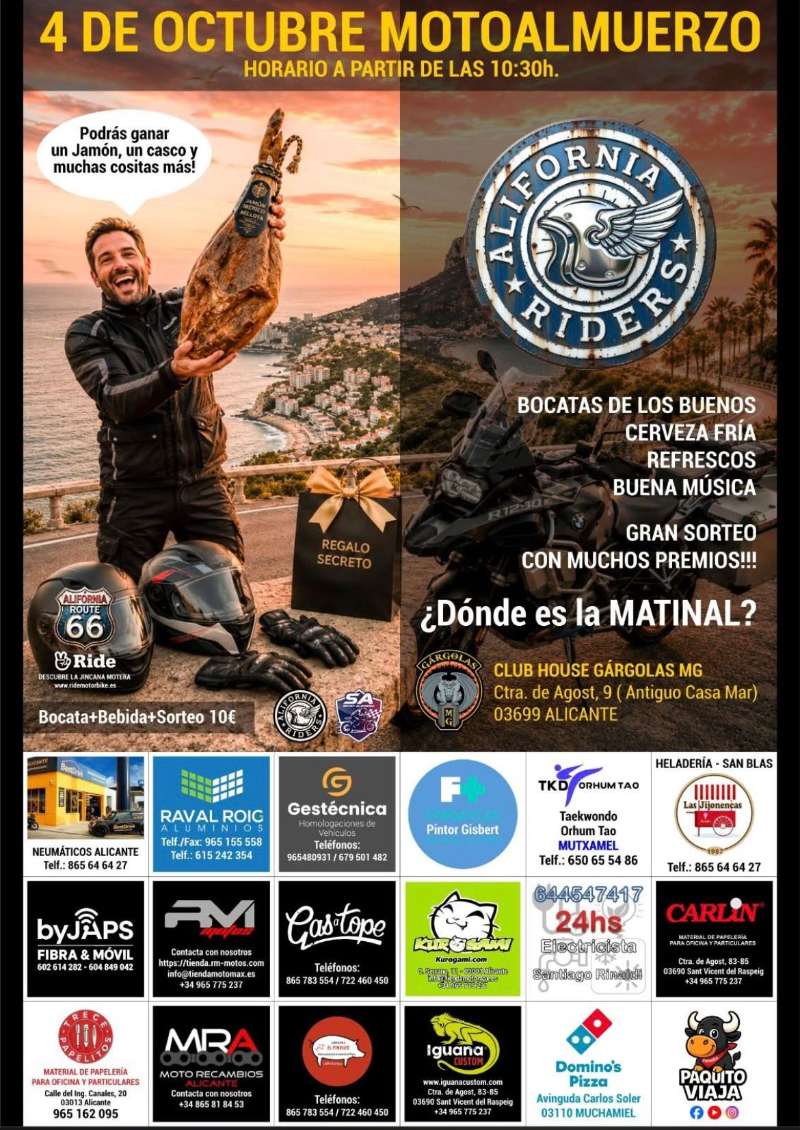 Motoalmuerzo California Riders 2026 · Alicante / San Vicente del Raspeig, Alicante, España | Quedada motera — Kando Riders