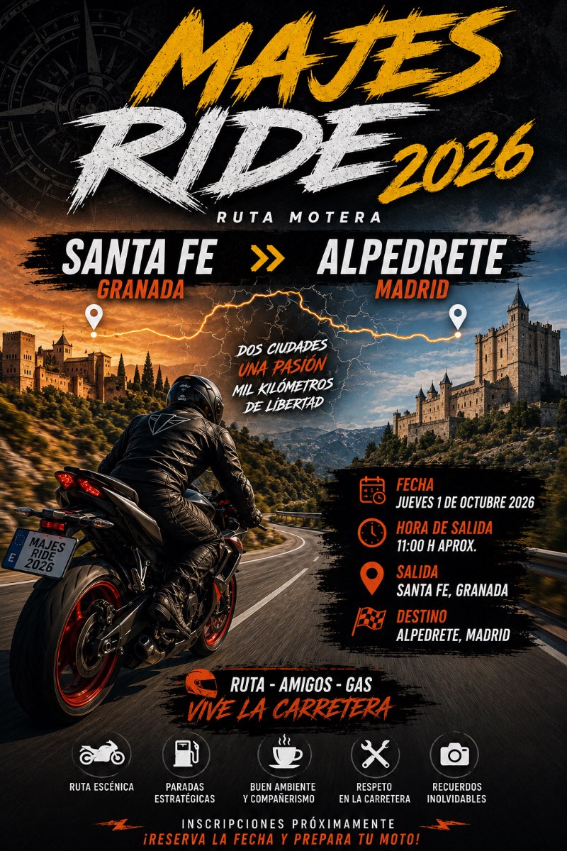 Ruta de camino a la Majes Ride  · Santa fe, Granada, España | Quedada motera — Kando Riders