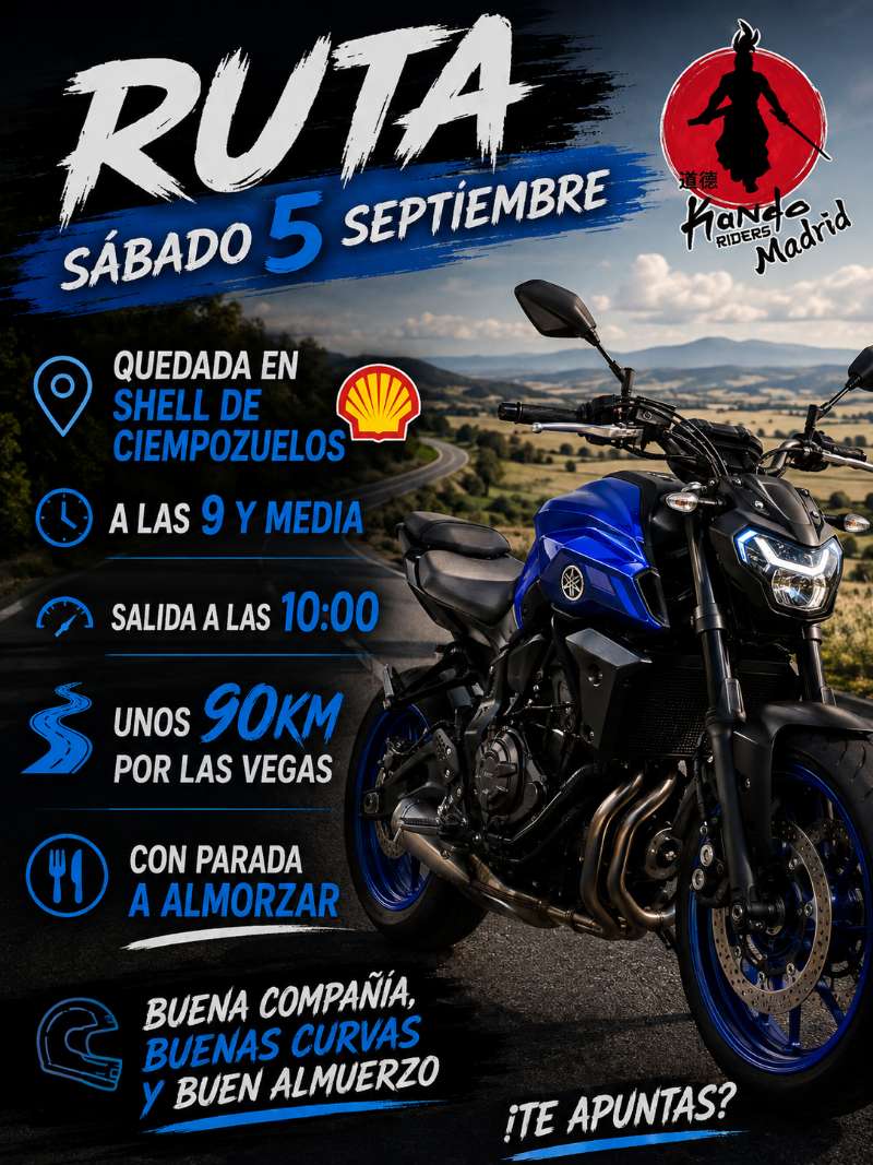 Sábado 5 septiembre vegas madrid · Shell Ciempozuelos, Madrid, España | Quedada motera — Kando Riders