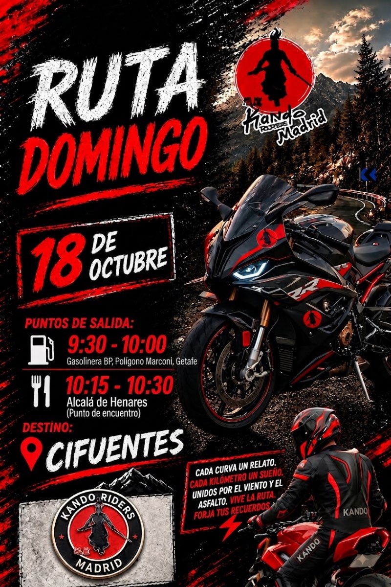 RUTA CIFUENTES BBBQ  · Madrid, A Coruña, España | Quedada motera — Kando Riders