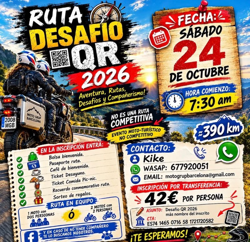La ruta desafío QR 2026!! 🔥🏍️💨 · El Prat, Barcelona, España | Quedada motera — Kando Riders