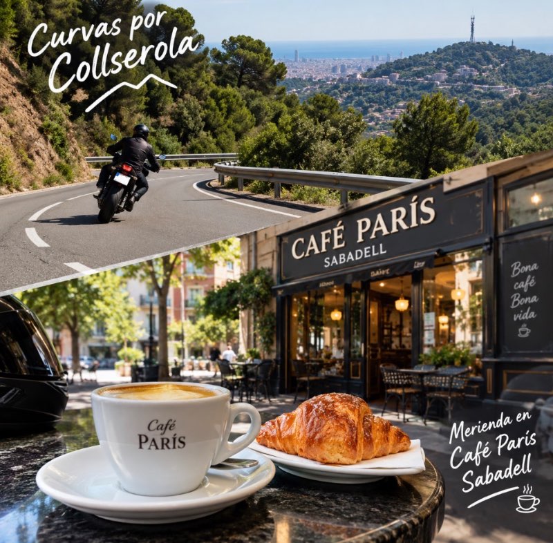 Curvas Collserola merienda cafe Paris · Badalona, Barcelona, España | Quedada motera — Kando Riders