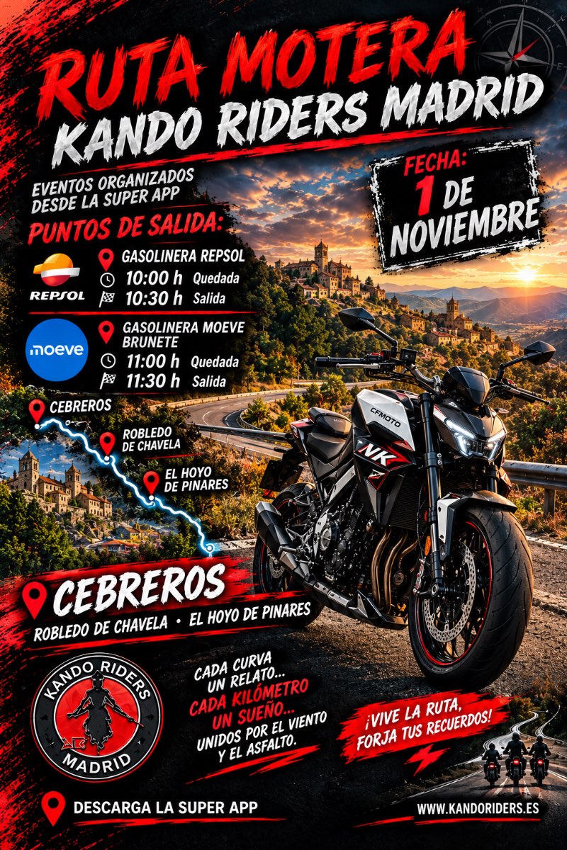 CEBREROS 😏👊💨 · Madrid, Madrid, España | Quedada motera — Kando Riders