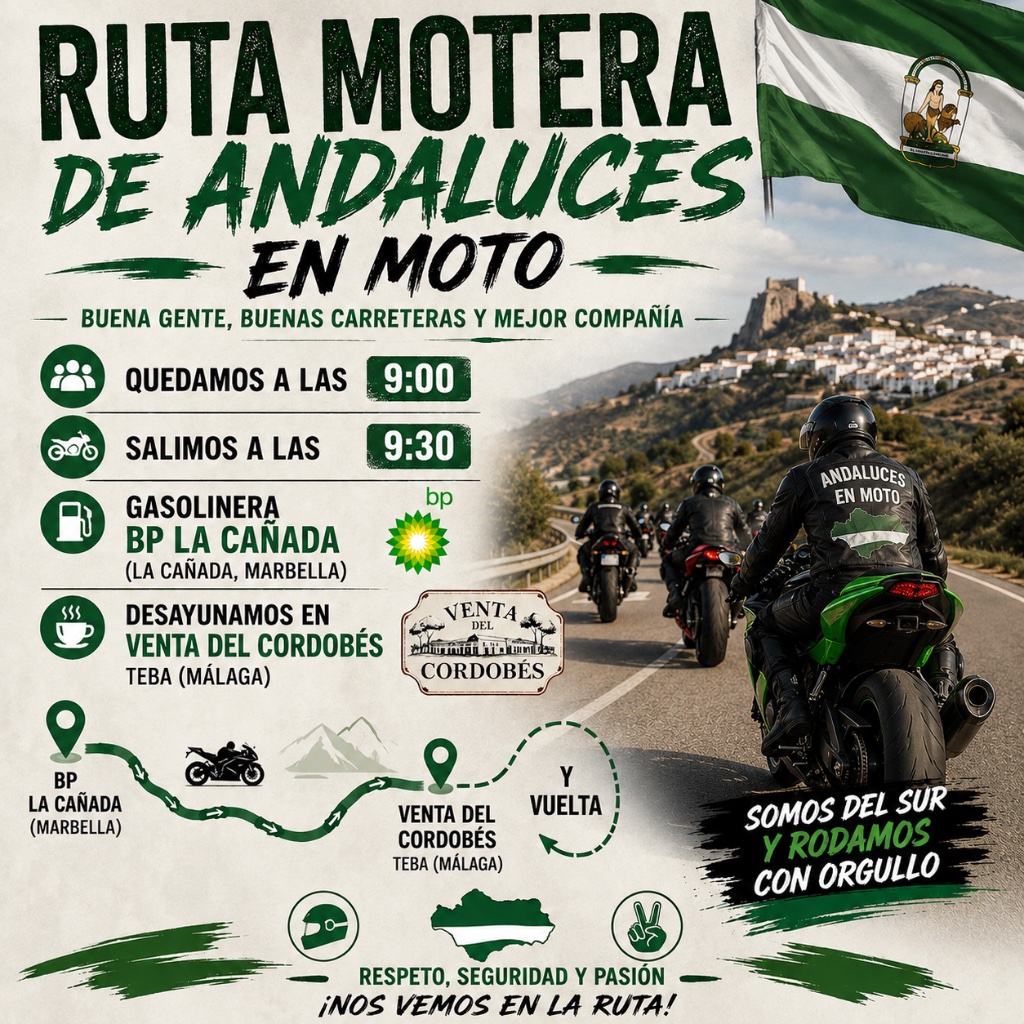 Desayuno en teba - dia 4 jueves de junio · Marbella, Illes Balears, España | Ruta en moto — Kando Riders