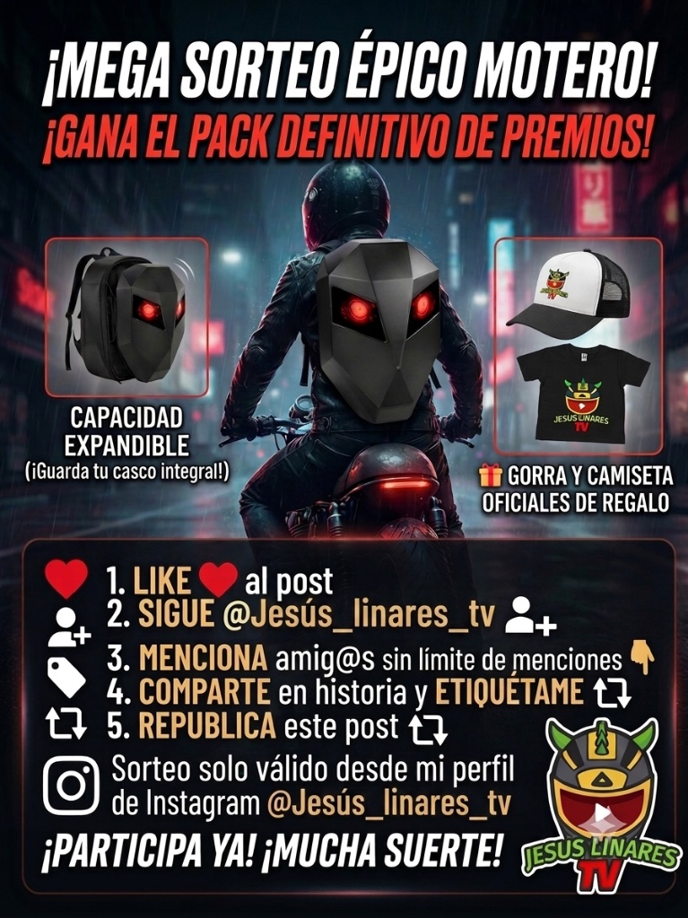 ¡Gana esta MOCHILA EXCLUSIVA con capacidad expandible (¡entra tu casco… | Jesús Linares TV — Kando Riders