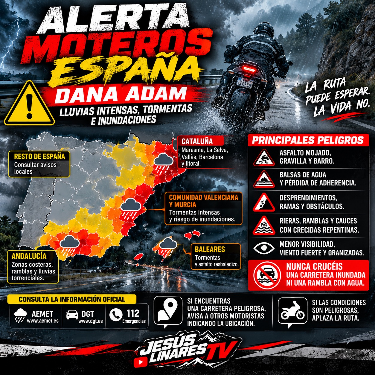 ⚠️🌧️🏍️ ALERTA MOTORISTAS | DANA ADAM Este fin de semana, máxima prec… | Jesús Linares TV — Kando Riders