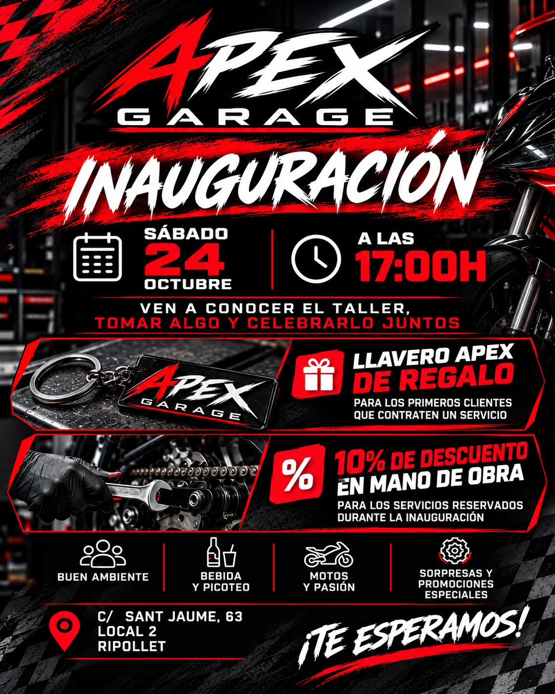 🏁🔥 ¡APEX GARAGE ABRE SUS PUERTAS! 🔥🏁 ¡Ha llegado el momento! 🏍️❤️… | Oscar — Kando Riders