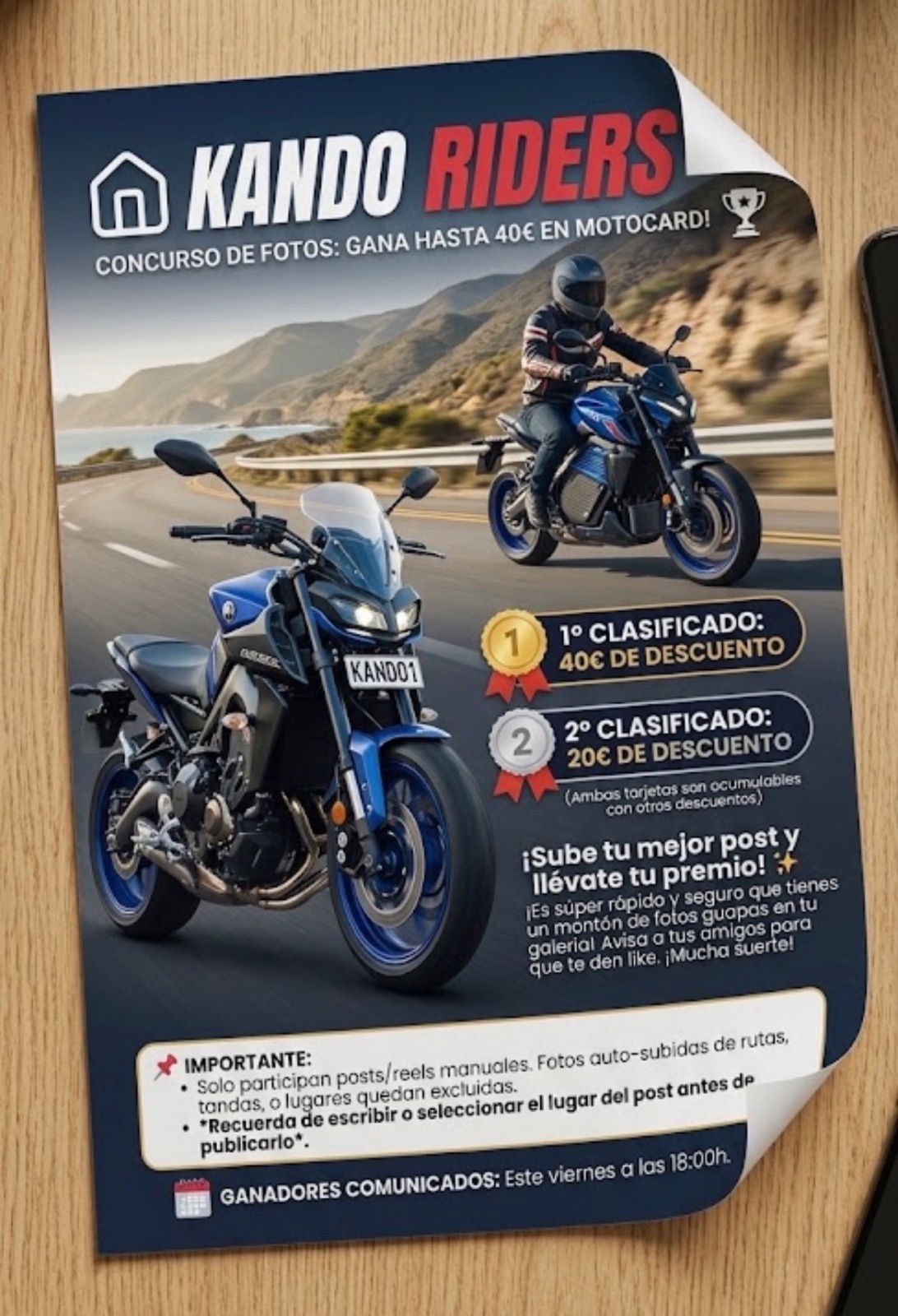 ¡Sube tu mejor post y llévate hasta 40€ en Motocard! 💸🏍️ Las publica… | Nico — Kando Riders