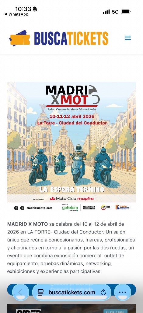MADRID X MOTO se celebra del 10 al 12 de abril de 2026 en LA TORRE- Ci… | Moterosxmadrid — Kando Riders