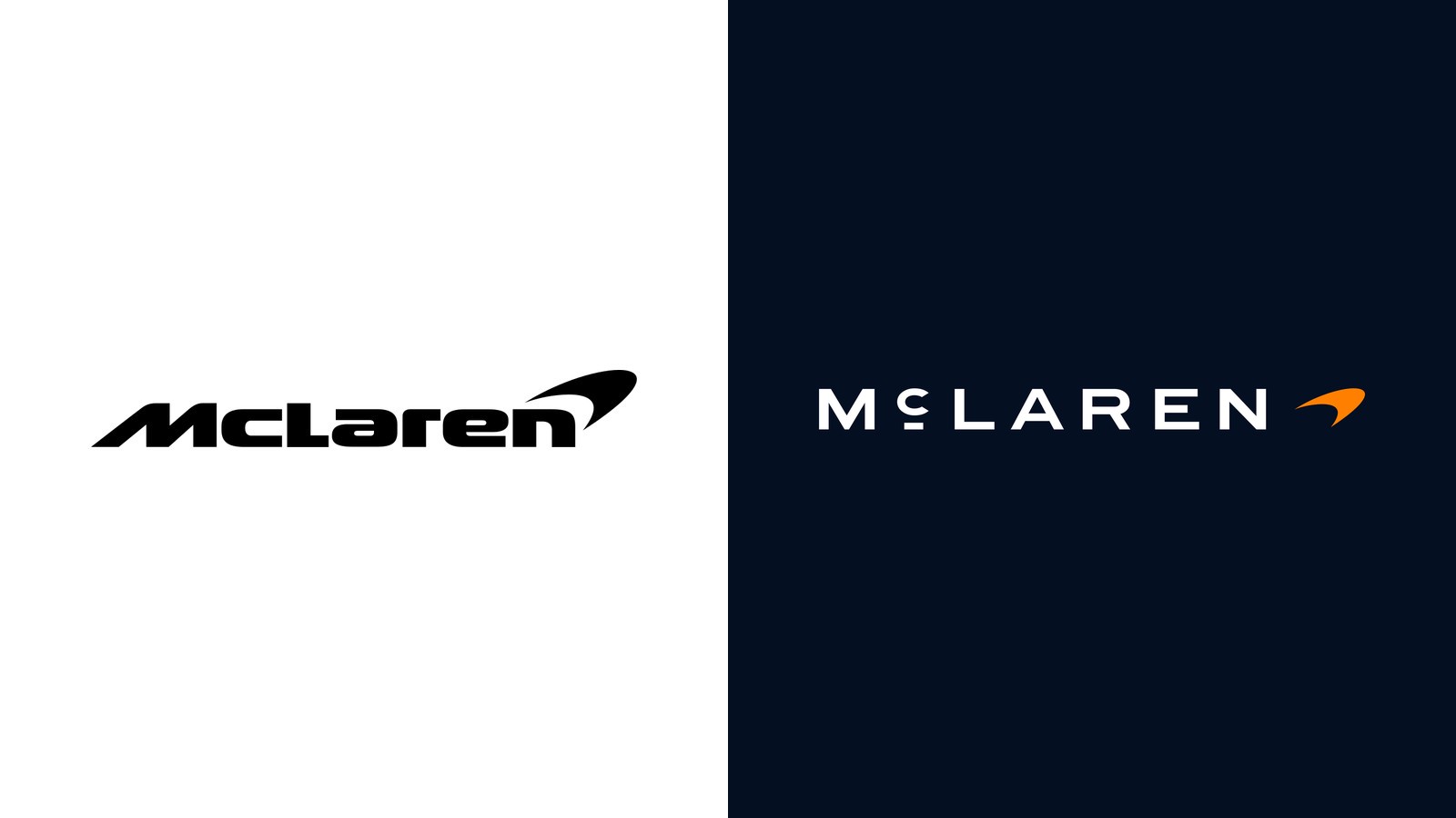 McLaren old and new logo comparison showing the redesigned 2026 McLaren identity