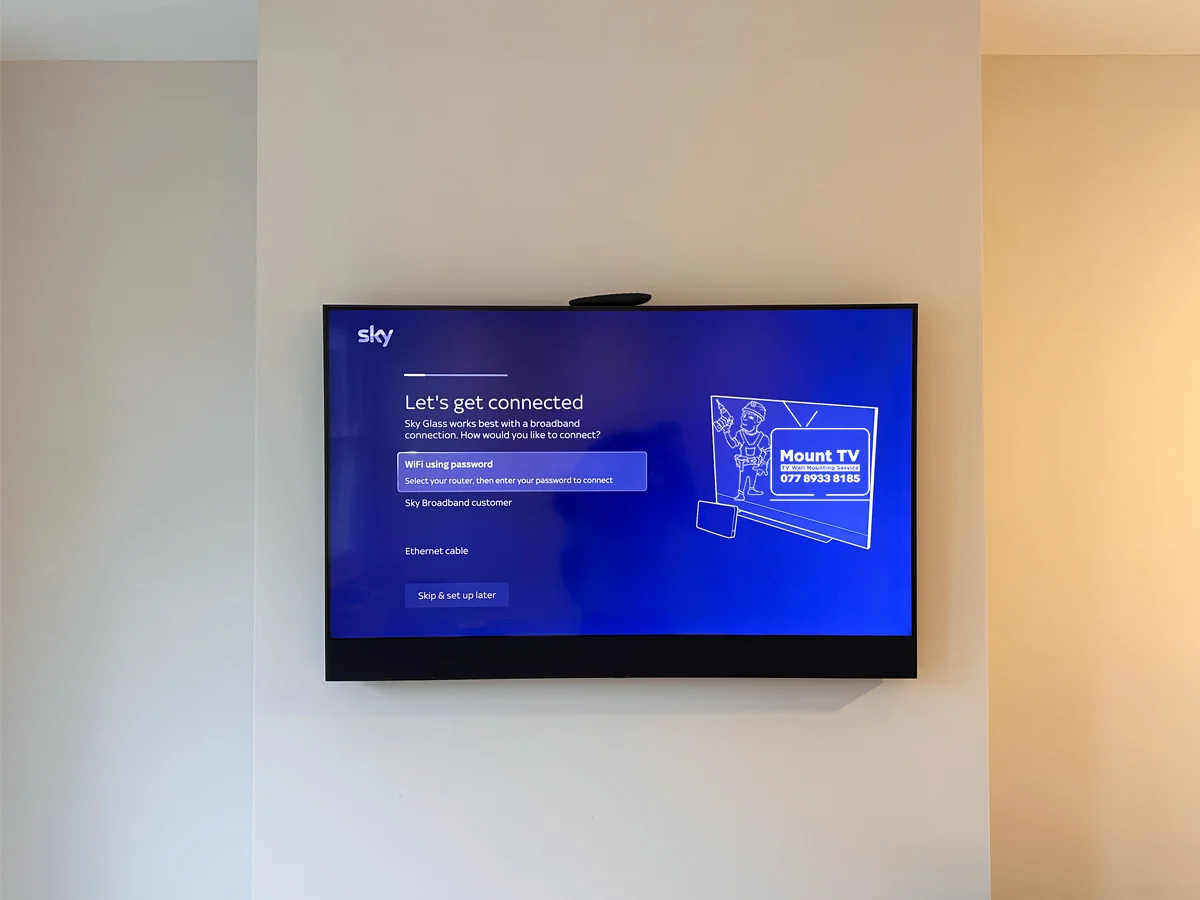 55" Sky Sky Glass TV installation — third angle, Clapham London