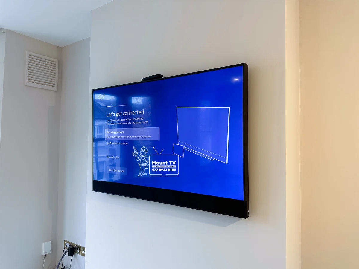 55″ Sky Sky Glass TV Mounted — Brick, Clapham London | Mount TV