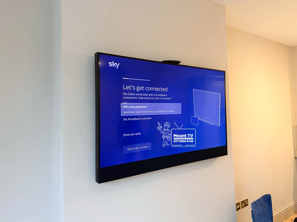 55" Sky Sky Glass TV installation — second angle, Clapham London