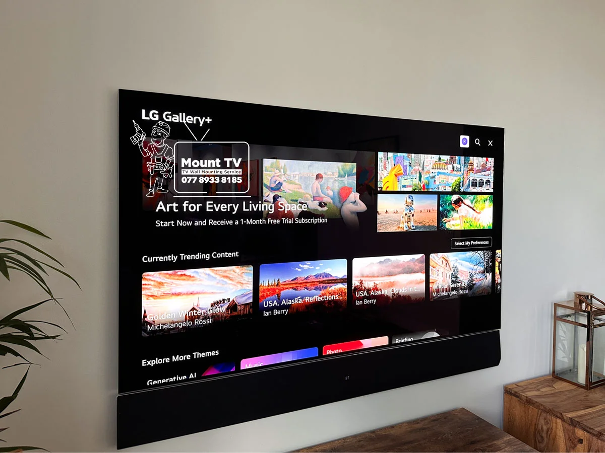 65" LG G3 TV installation — second angle, Central London