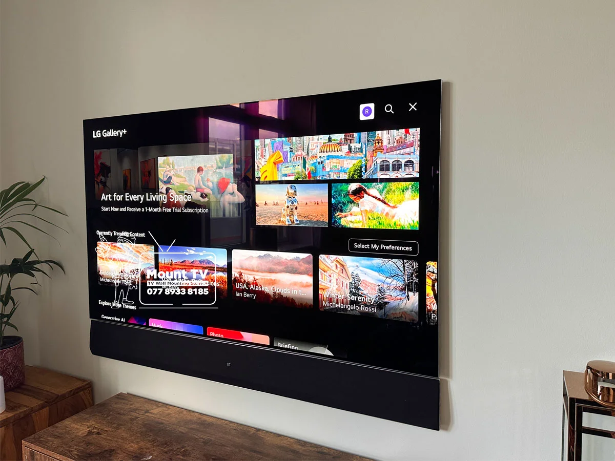 65" LG G3 TV installation — third angle, Central London