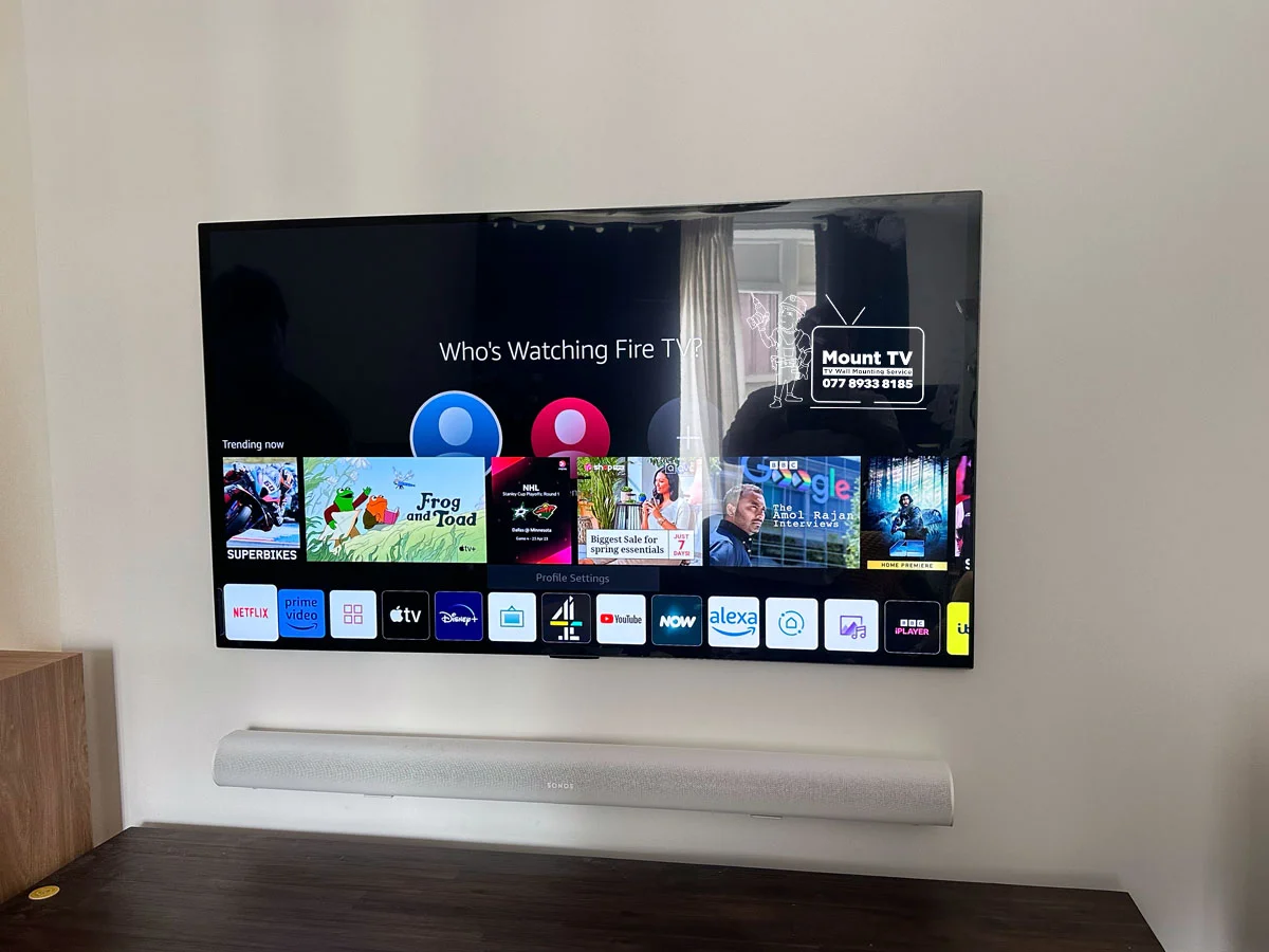65" LG G4 TV installation — second angle, Hayes