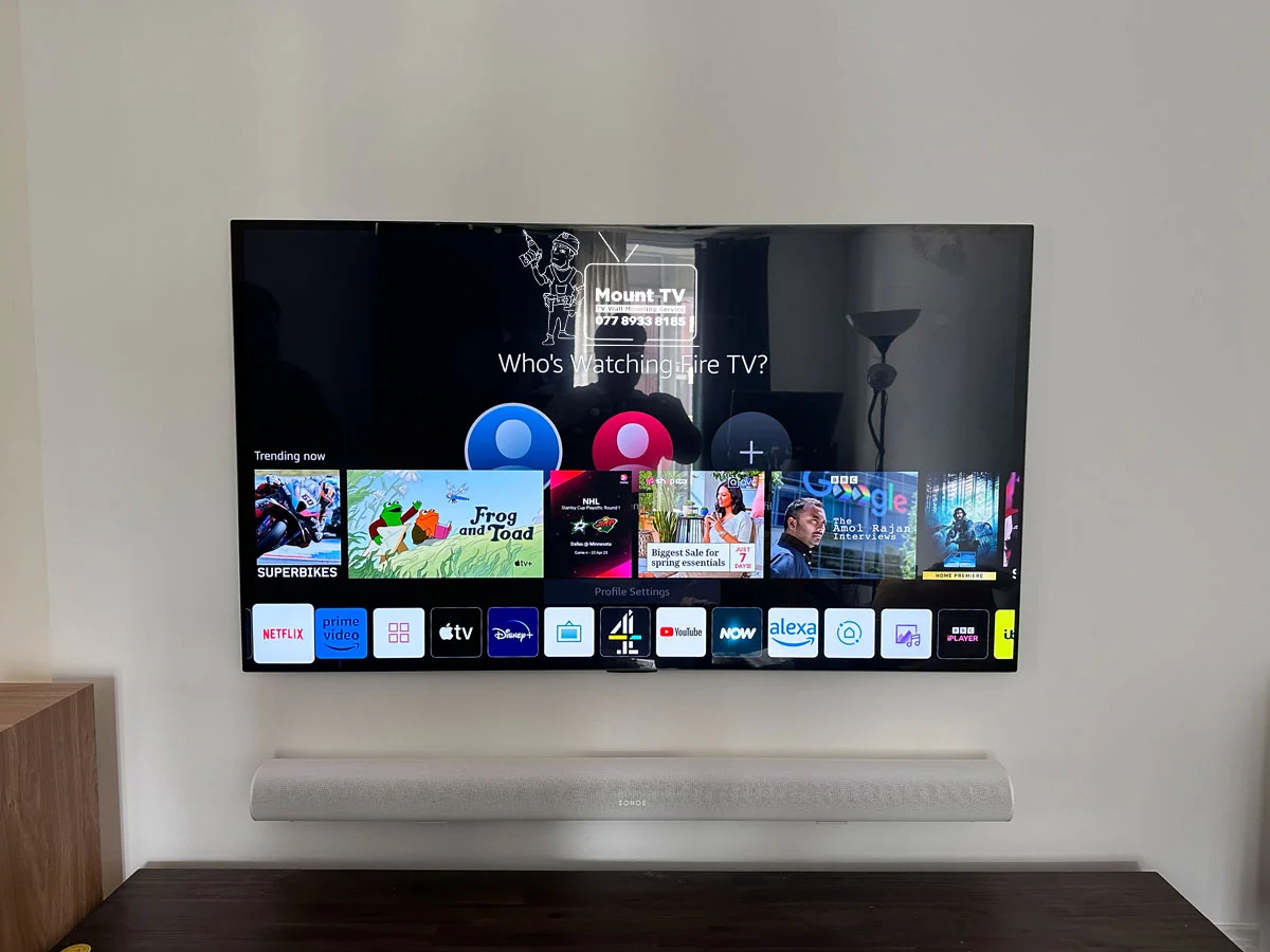 65" LG G4 TV installation — third angle, Hayes