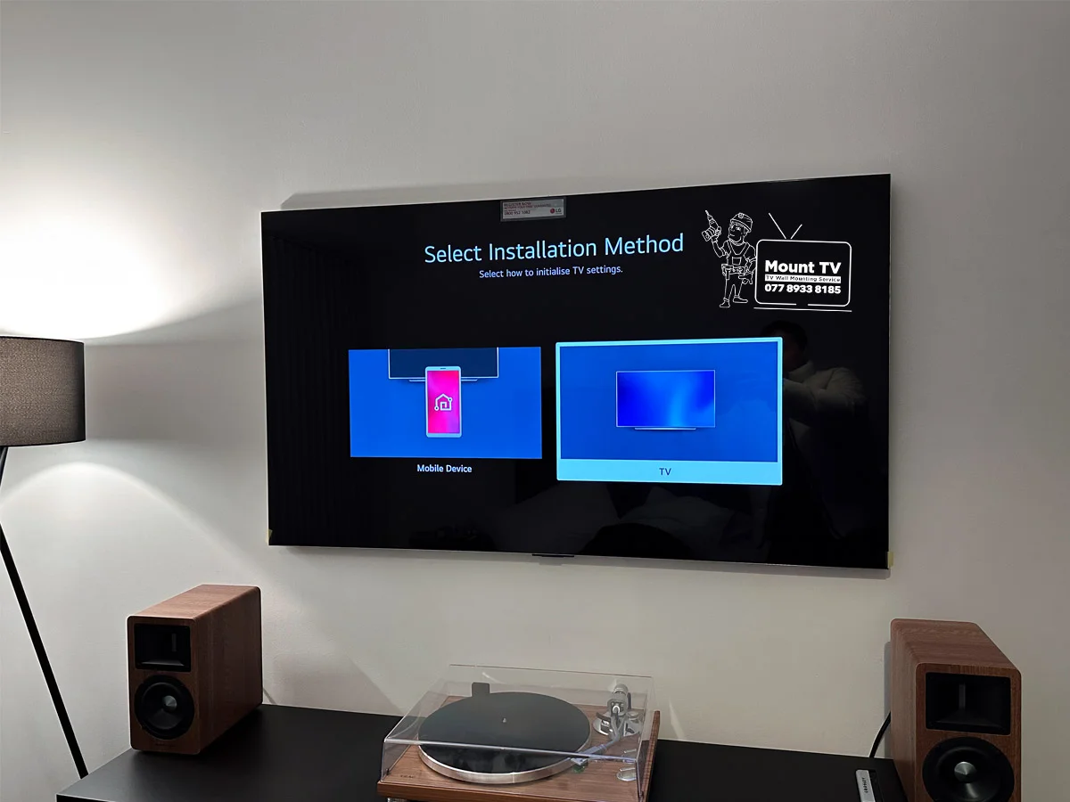 65" LG OLED TV installation — second angle, East London
