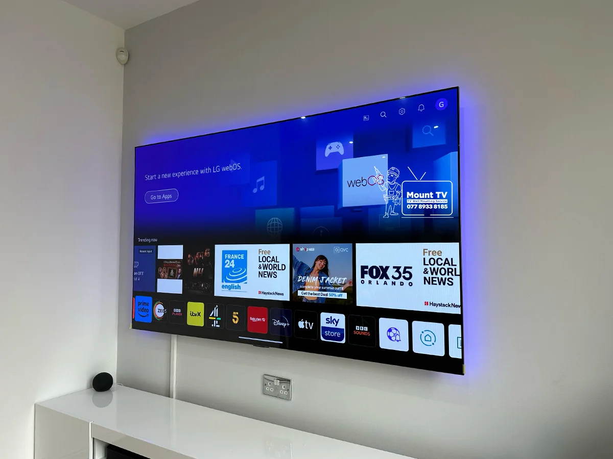 65" LG TV installation — second angle, Colchester