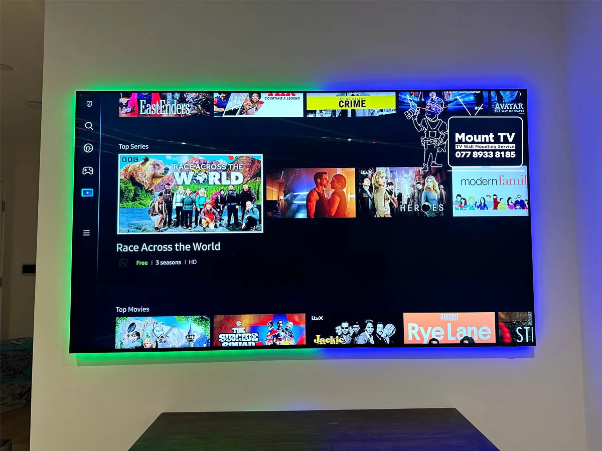 75″ Samsung QLED TV Mounted — Plasterboard, Bow London | Mount TV