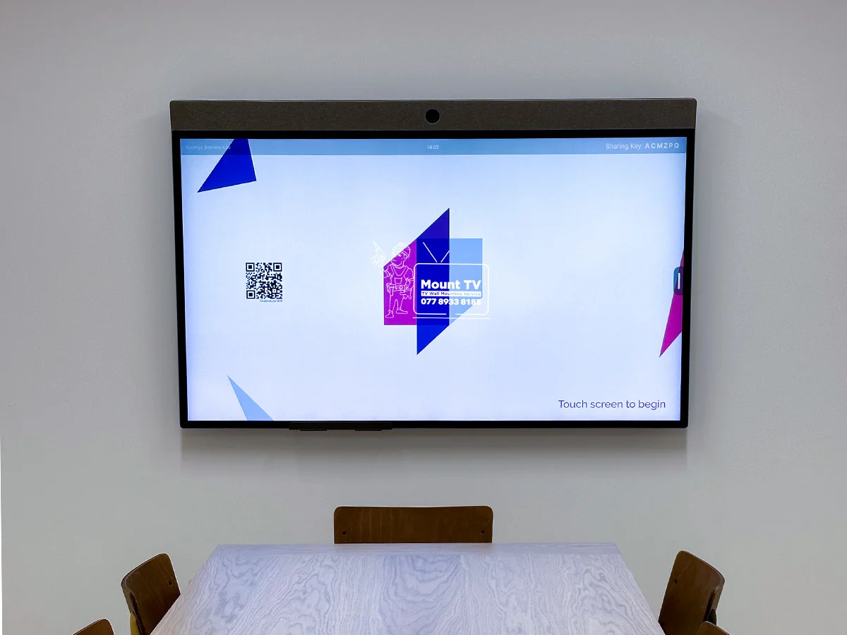 65" TV installation — third angle, Mayfair 