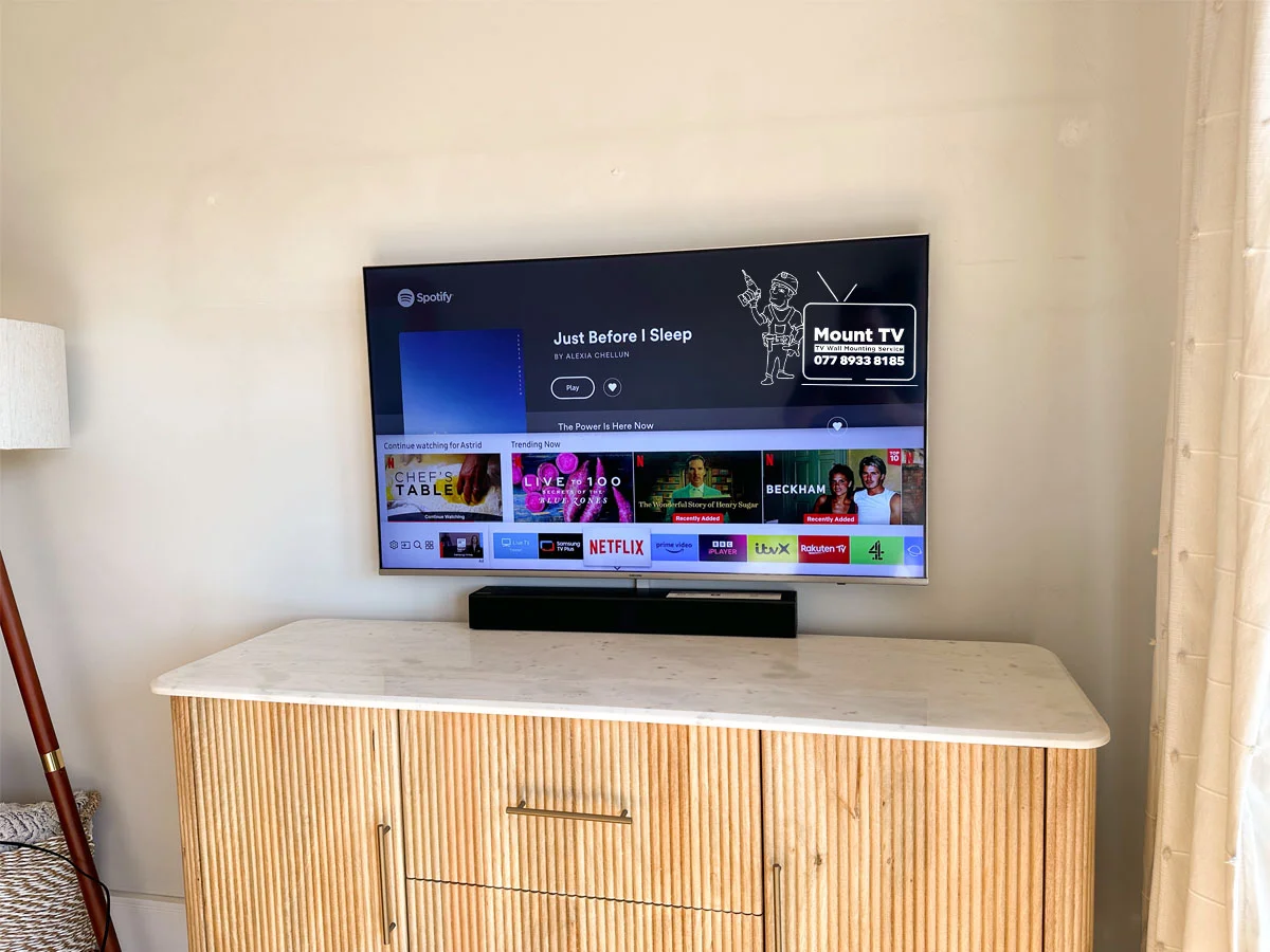 55" Samsung TV installation — second angle, Hampton Wick