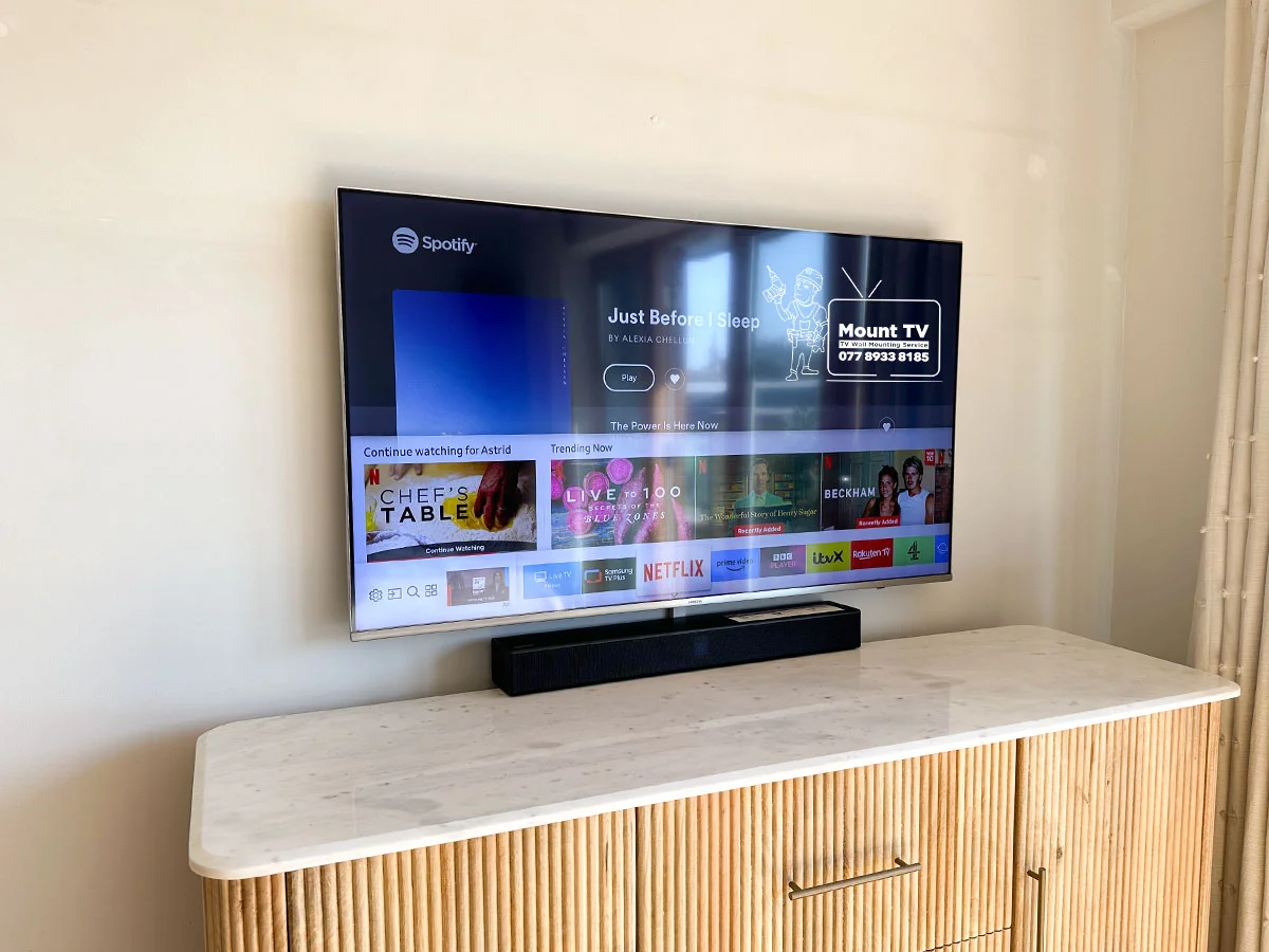 55" Samsung TV installation — third angle, Hampton Wick