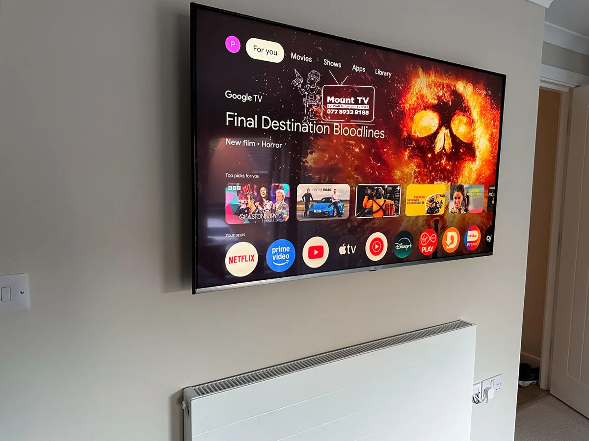 65" LG TV installation — second angle, Crystal Palace