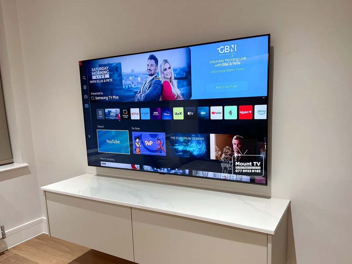 65" Samsung OLED TV installation — second angle, London