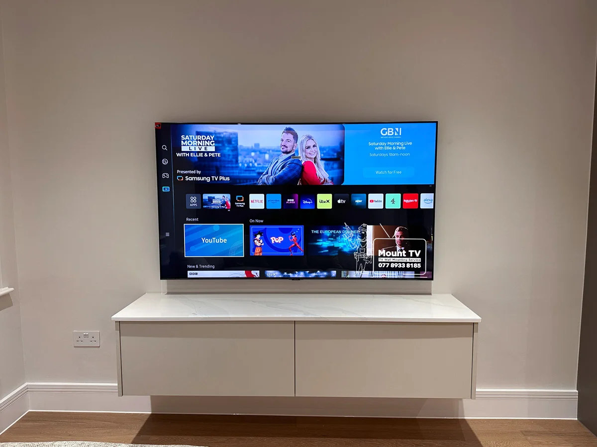 65" Samsung OLED TV installation — third angle, London
