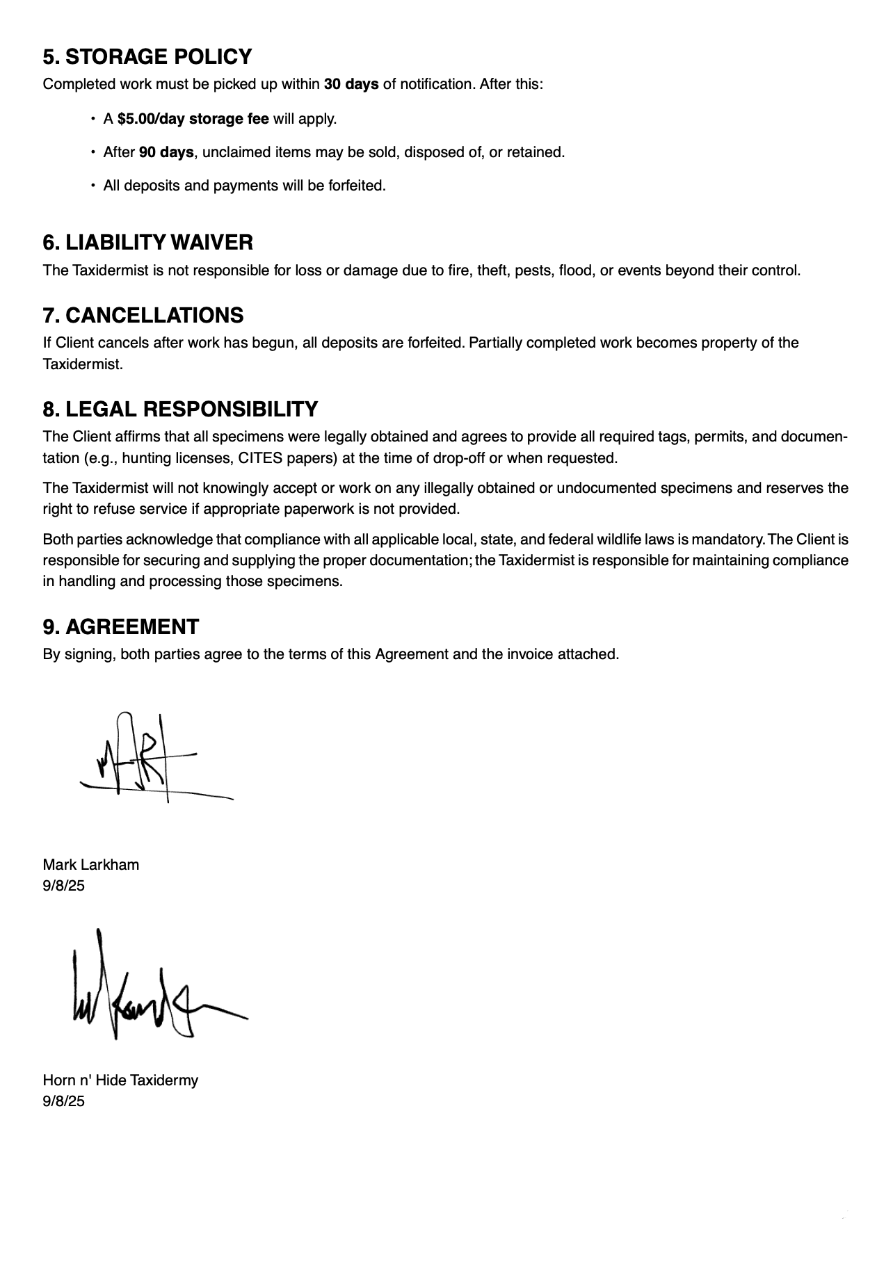 Digital contract with e-signature