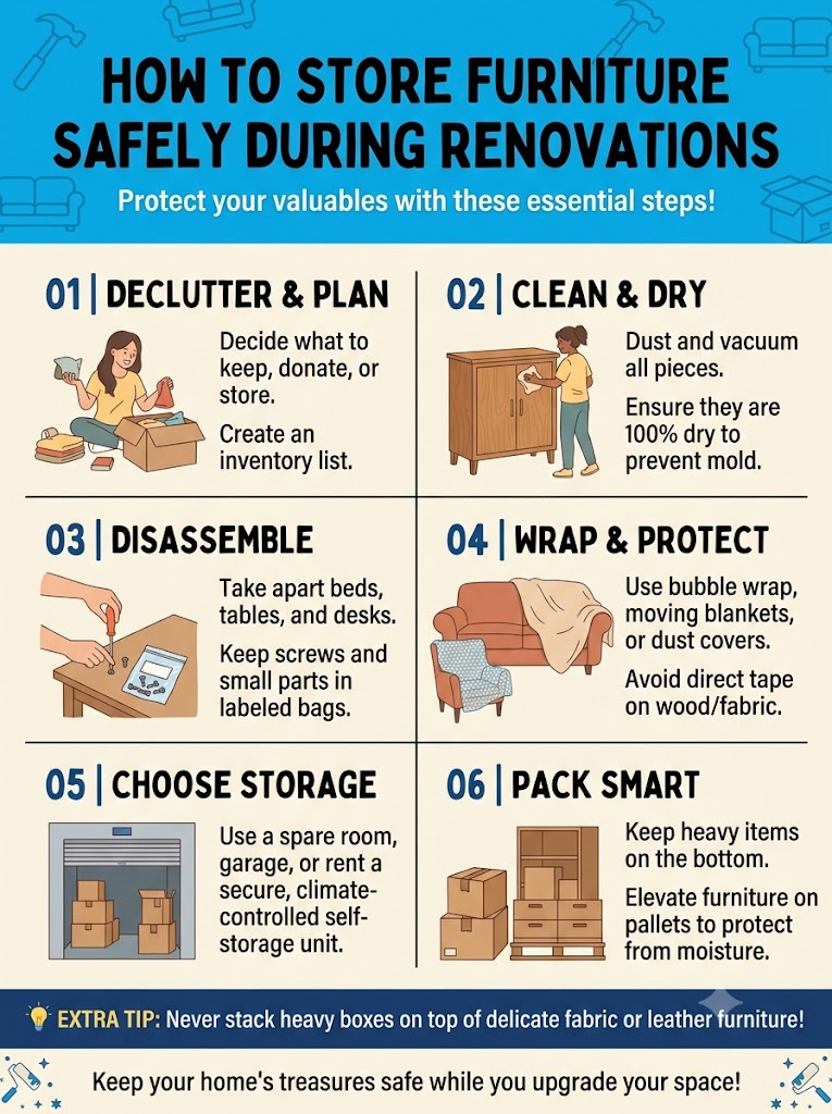 How to Store Furniture Safely During Home Renovation: