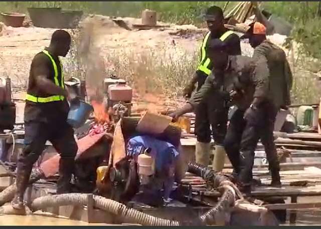 Featured image for article NCSSMAG Anti-Galamsey Taskforce: Visits Mankranso, Seizes Illegal Mining Equipment: depicting the main story subject