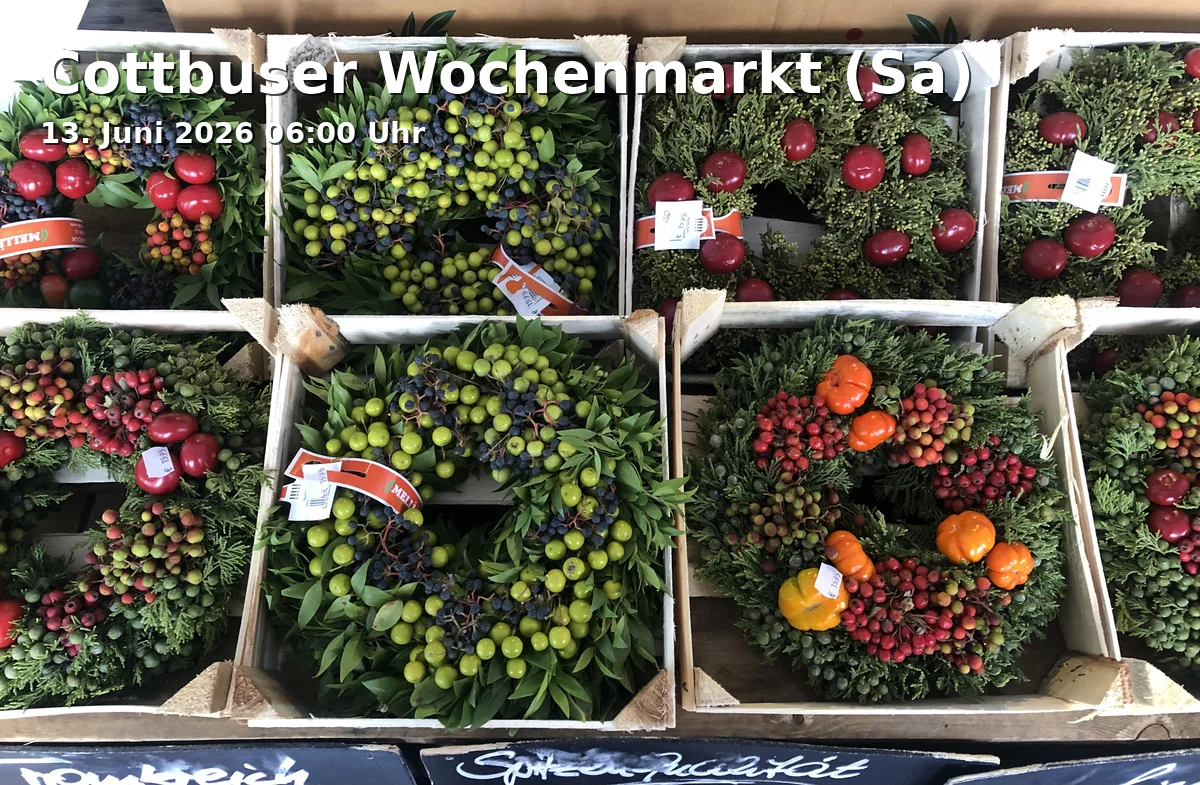 Event: Cottbuser Wochenmarkt (Sa) in Oberkirchplatz Cottbus on 13. Juni 2026
