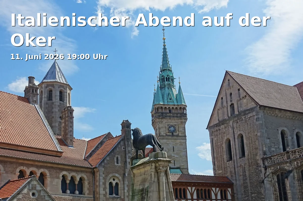 Event: Italian Evening on the Oker in Anleger OkerTour, John-F.-Kennedy-Platz/Kurt-Schumacher-Str. 26a (direkt an der Brücke), 38102 Braunschweig on 11. June 2026