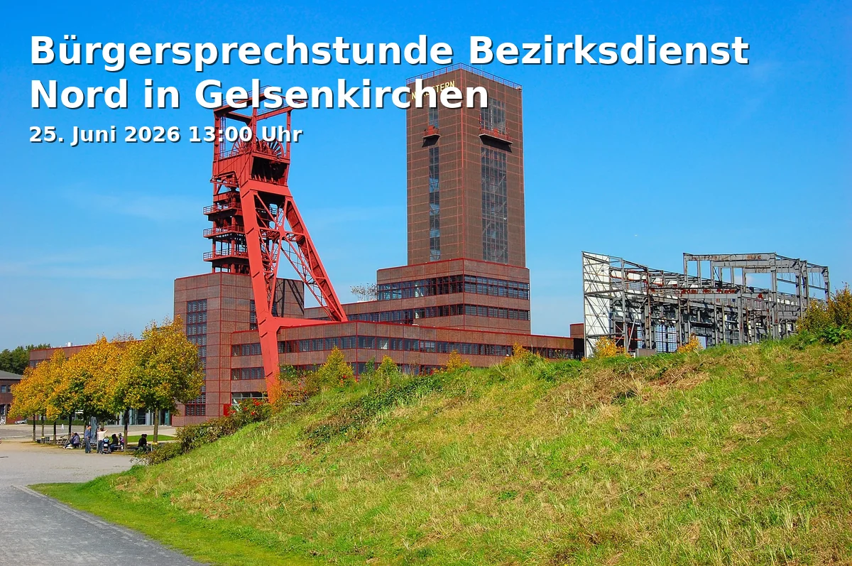 Event: Bürgersprechstunde Bezirksdienst Nord in Gelsenkirchen in Bezirksdienststelle Nord, Rottmannsiepe 5, Gelsenkirchen on 25. Juni 2026