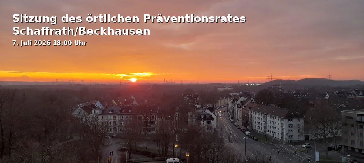 Event: Meeting of the Local Prevention Council Schaffrath/Beckhausen in Vereinsheim KGV Glückauf Schaffrath - Zufahrt Giebelstraße 32, Giebelstraße 32, 45897 Gelsenkirchen on 7. July 2026