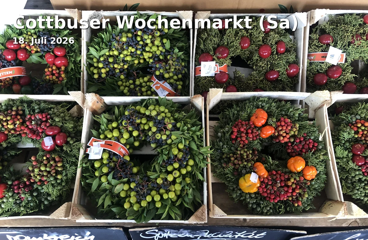 Event: Cottbuser Wochenmarkt (Sa) in Oberkirchplatz Cottbus on 18. Juli 2026