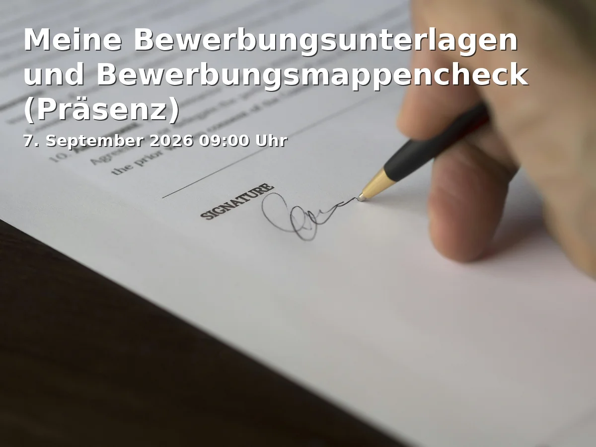 Event: My Application Documents and Application Folder Check (In-Person) in Villemombler Straße 101, 53123 Bonn on 7. September 2026