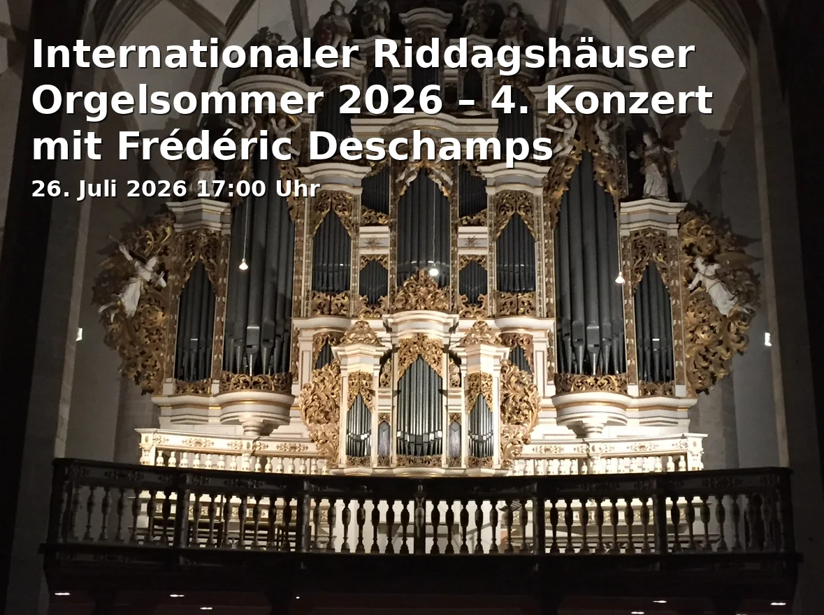 Event: International Riddagshausen Organ Summer 2026 – 4th Concert with Frédéric Deschamps in Klosterkirche St. Maria Riddagshausen, Klostergang 57, 38104 Braunschweig on 26. July 2026