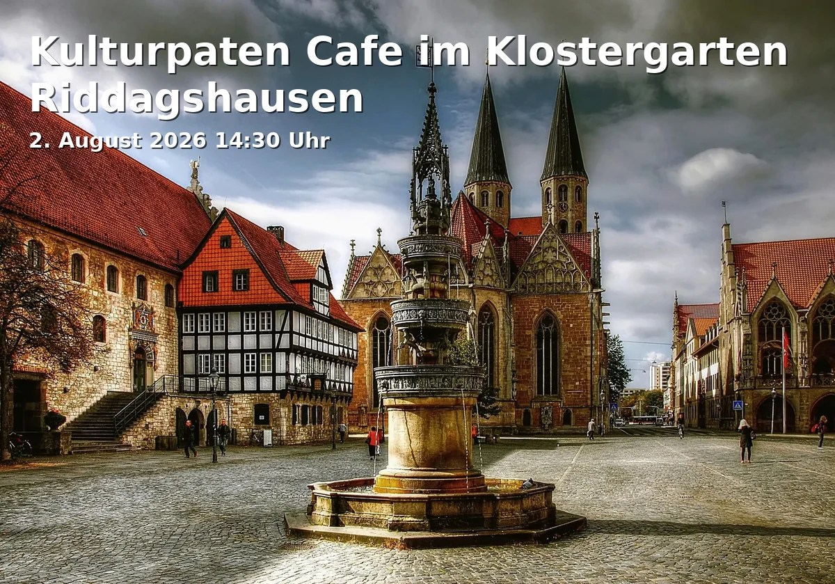 Event: Kulturpaten Cafe im Klostergarten Riddagshausen in Klosterkirche St. Maria Riddagshausen, Klostergang 65, 38104 Braunschweig on 2. August 2026