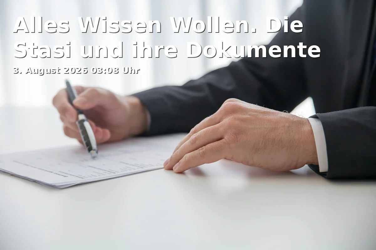 Event: Everything Want to Know. The Stasi and its Documents in Landtag Brandenburg, Alter Markt 1, 14467 Potsdam on 3. August 2026