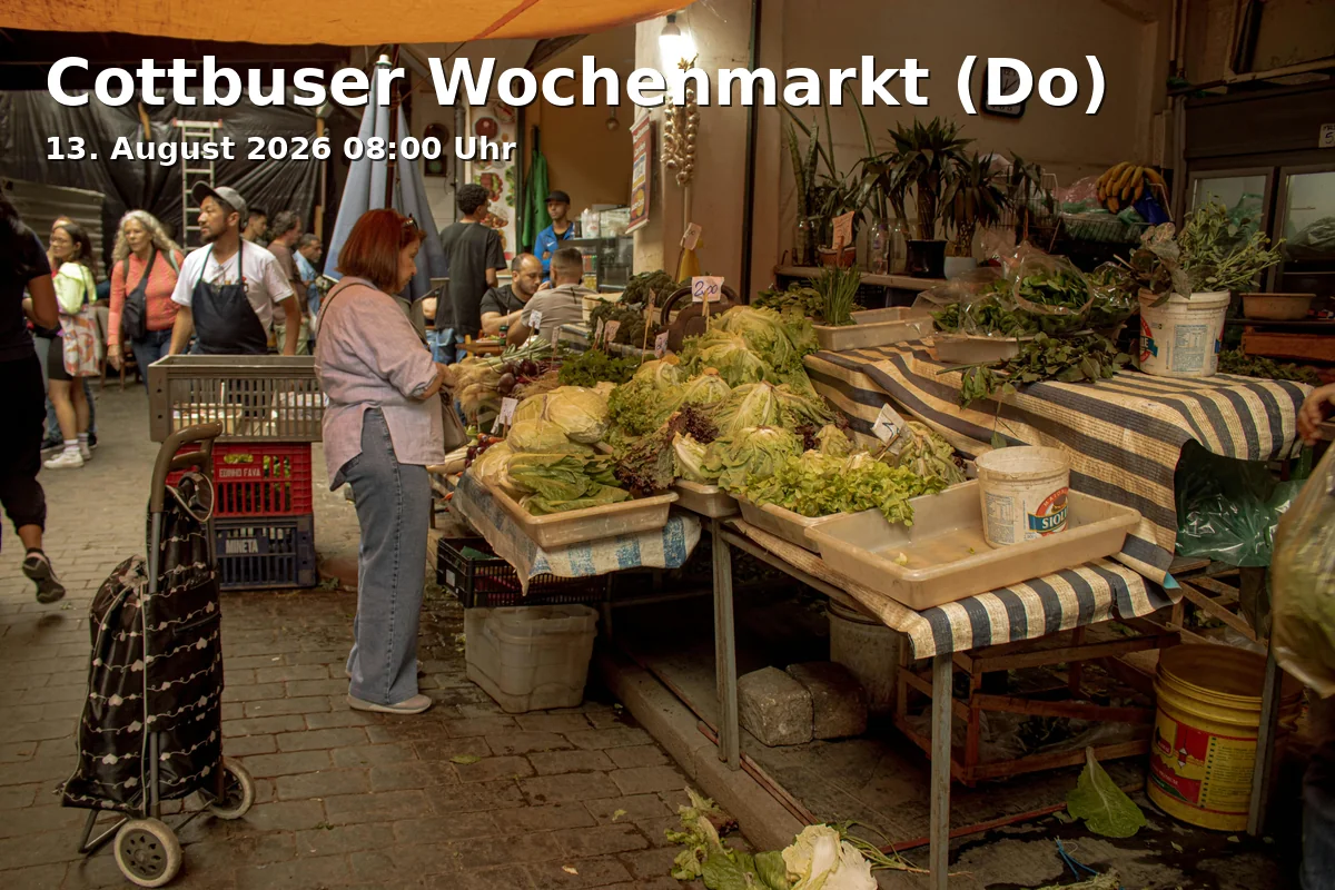 Event: Cottbuser Wochenmarkt (Do) in Spremberger Straße, 03046 Cottbus on 13. August 2026