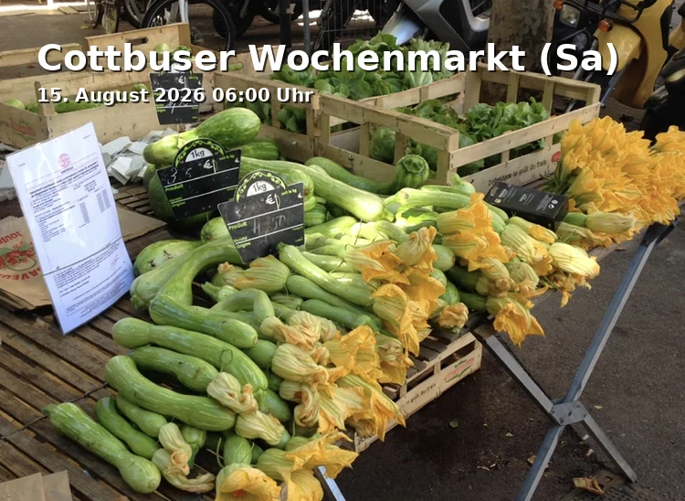 Event: Cottbuser Wochenmarkt (Sa) in Oberkirchplatz Cottbus on 15. August 2026